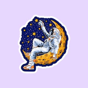 Astronaut auf dem Mond liegend Aufkleber, coole Aufkleber, Laptop Aufkleber, ästhetische Aufkleber