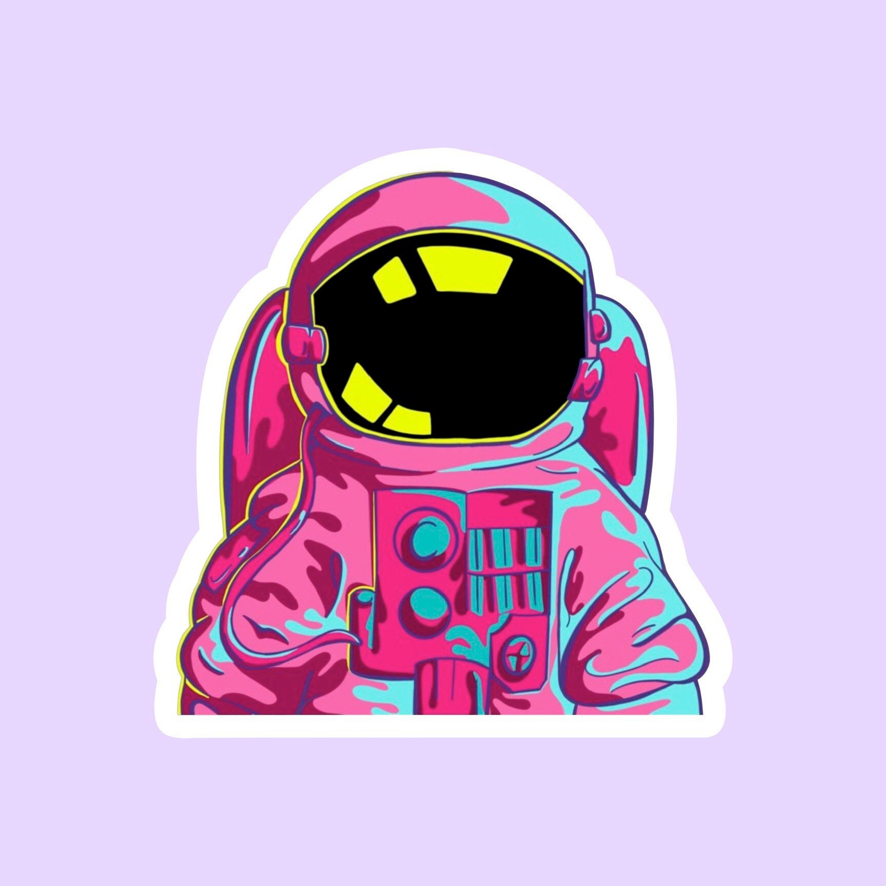 Psychedelic Astronaut Sticker Galaxy Space Stickers Etsy