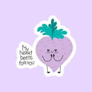 My Heart Beets For You Sticker, Funny Laptop Macbook Stickers,  Motivational Stickers, Aesthetic Stickers, Scrapbook Stickers
