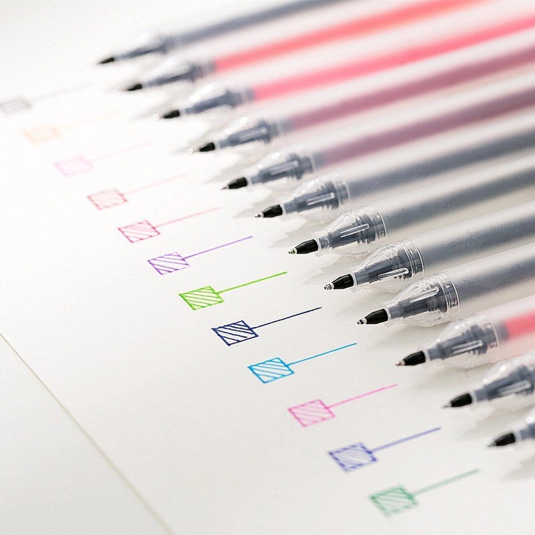 12 Pcs Set Gel Pens 0.5mm Multi-colored Muji Style Pen School Office Supply  