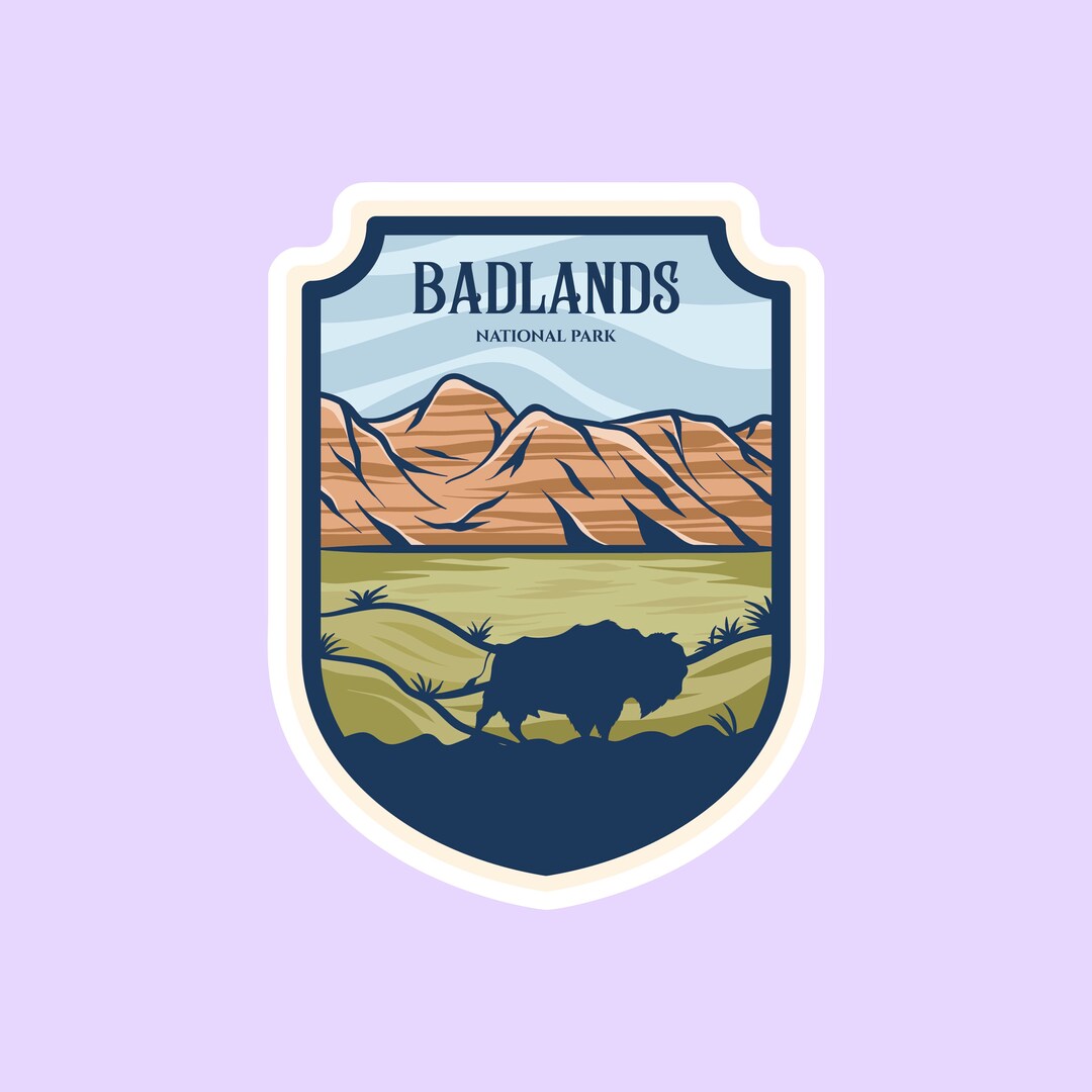 Badlands National Park Sticker, National Park Badge Stickers, National ...