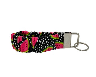 Watermelon Scrunchie Keychain Wristlet, Key Fob Lanyard, Key Fob Wristlet, Sturdy Key Holder, Women's Gift Handmade Scrunchie Wristlet