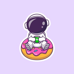 Astronaut Donut Aufkleber, lustige Laptop Macbook Aufkleber, Galaxy Weltraum Aufkleber, ästhetische Aufkleber, Scrapbook Aufkleber