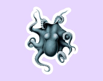 Illustrated Octopus Sticker, Aesthetic Stickers, Laptop Stickers, Marine Life Sticker, Sea Life Sticker, Ocean Life Stickers