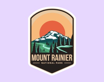 Mount Rainier National Park Sticker, National Park Badge Stickers, National Park Prints