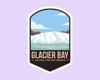 Glacier Bay National Park Sticker, National Park Badge Stickers, National Park Prints