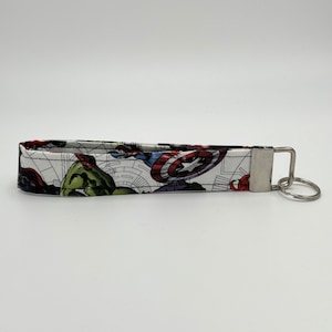 Superhero Keychain Wristlet, Key Fob Lanyard, Retro Keychain, Y2K, Handmade