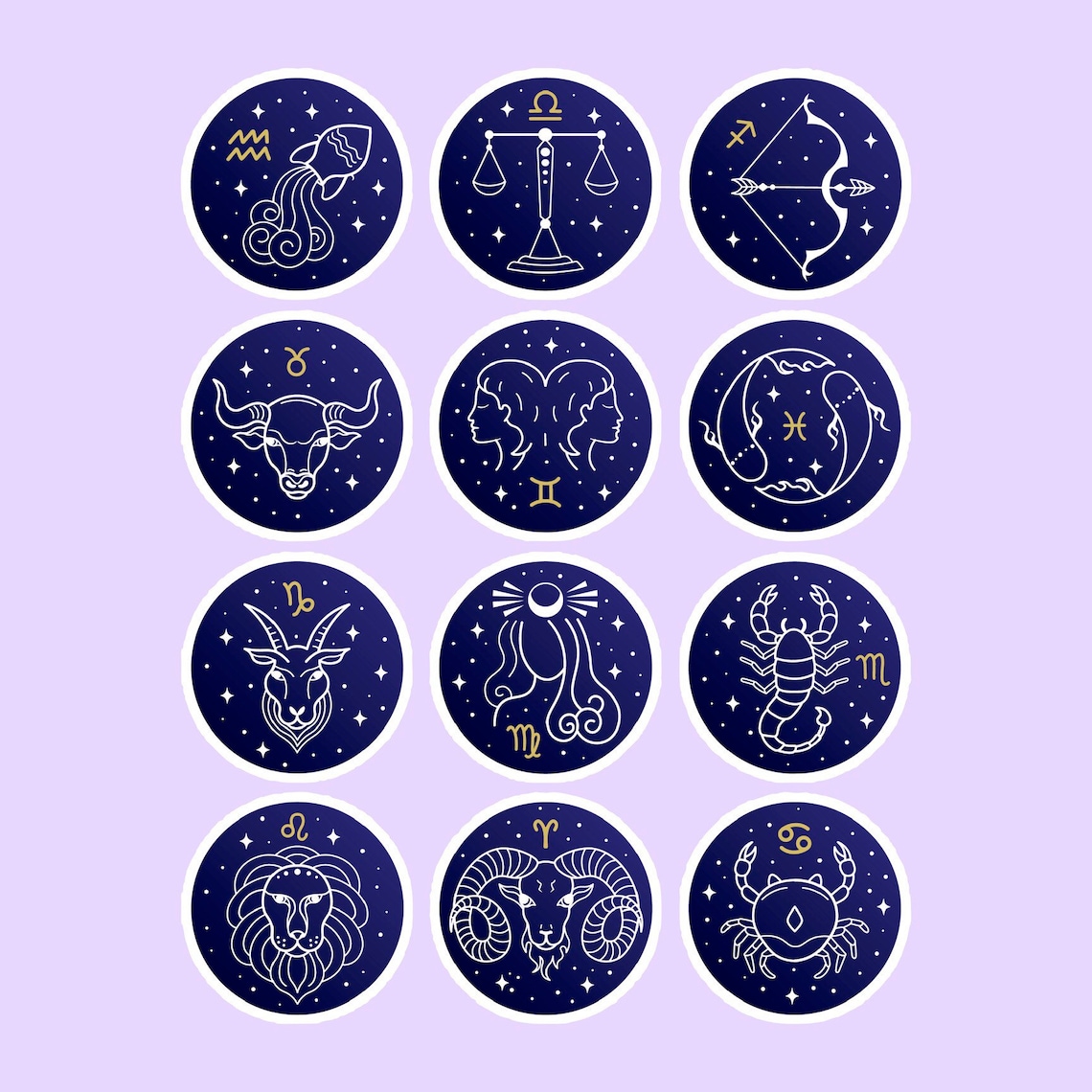 Astrology Zodiac Sign Stickers Celestial Scrapbooking Vinyl - Etsy
