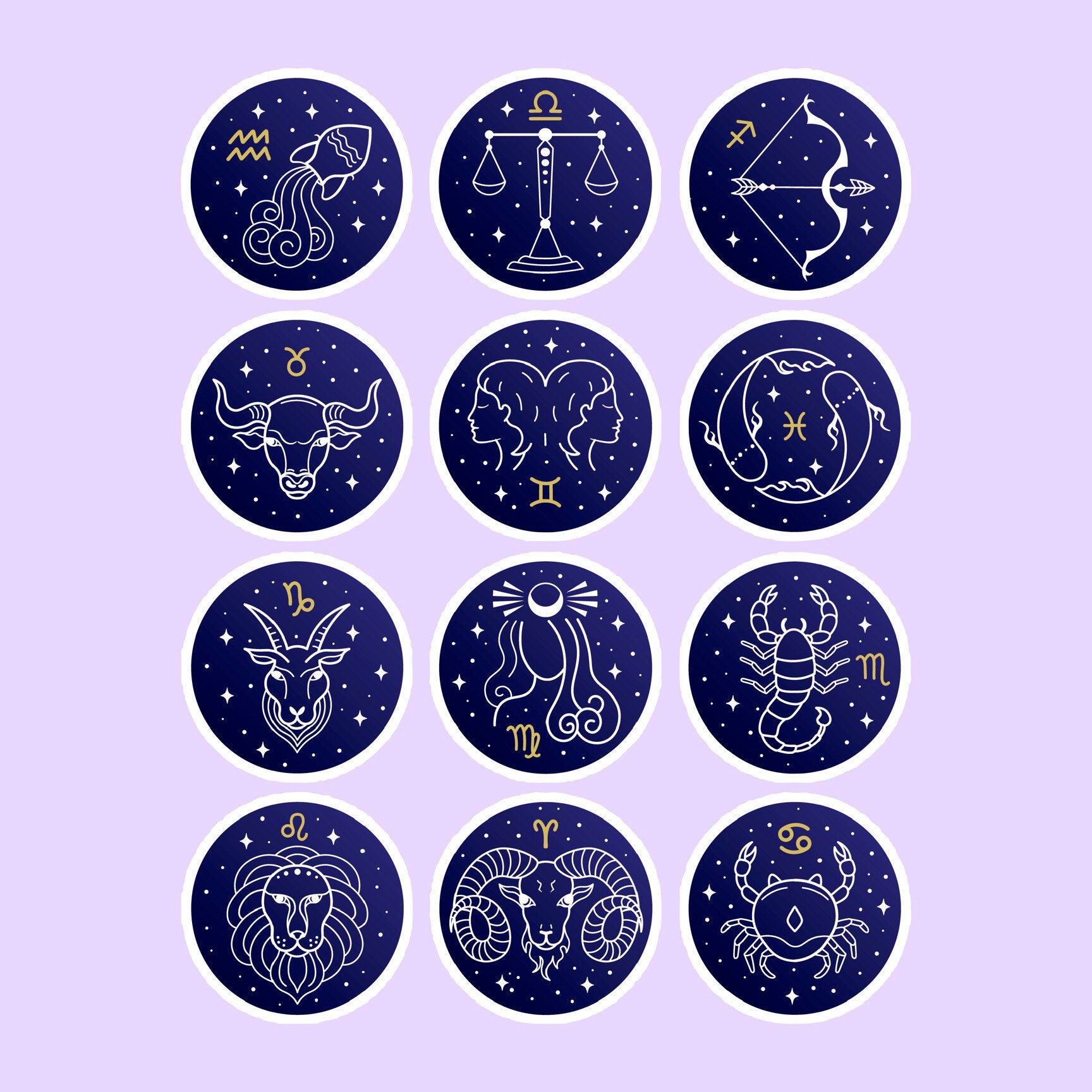 Astrology Zodiac Sign Stickers Celestial Scrapbooking Vinyl Etsy