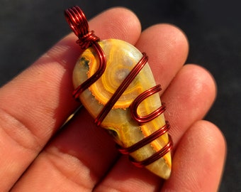 Bumblebee Jasper Gemstone Pendant, Copper wire wrapped Natural gemstone Pendant