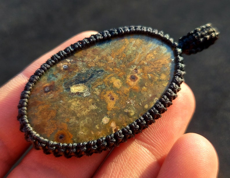 Ocean Jasper Pendant, Natural Gemstone Ocean Jasper Macrame Pendant ...