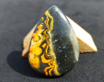 Bumble Bee Cabochon, Bumblebee Jasper Gemstone, Stone of Happiness, Yellow Bumble Bee Jasper Jewelry making supply