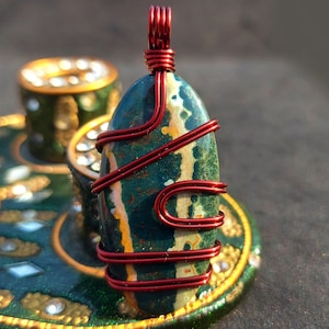 Natural Gemstones Pendant: Copper Wire Wrapped Gemstone Necklace