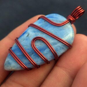 Kyanite Gemstone Pendant, Copper wire wrapped Pendant, Natural Kyanite Gemstone, Pendant Necklace