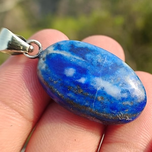Lapis Lazuli Gemstone Pendant: Handmade Blue Cabochon, 43x19 MM