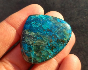 Heart Shape Chrysocolla Cabochon, Beautiful Blue Green Chrysocolla, Rare Semiprecious Gemstone