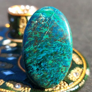 Chrysocolla cabochons, Natural Chrysocolla Gemstone Cabochons, Handmade Jewelry Making Supplies 40x25x6MM, 52 Carat