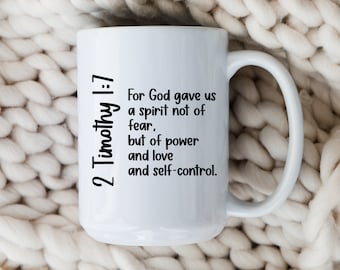 2 Timothy 1:7 Mug  Christian Bible Verse Coffee Cup, Faith Scripture Mug,  Religious Gift, Inspirational Christian Mug