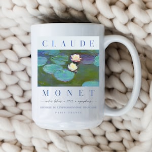 Claude Monet Mug Water Lilies Coffee Cup Gift for Her Nympheas Impressionism Artist Vintage Art Monet Painting