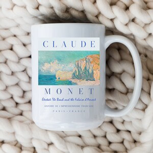 Claude Monet Mug The Beach and the Falaise d’Amont Coffee Cup Impressionism Artist Vintage Classic Art Monet Painting