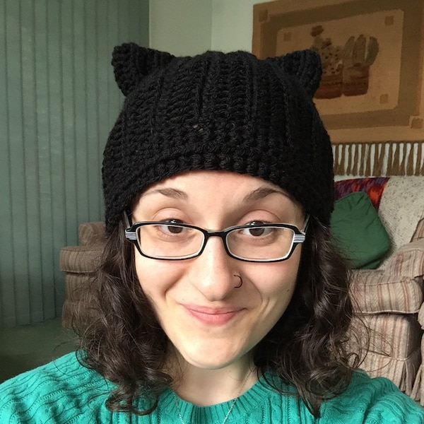 Knitted Cat Ear Hat Etsy