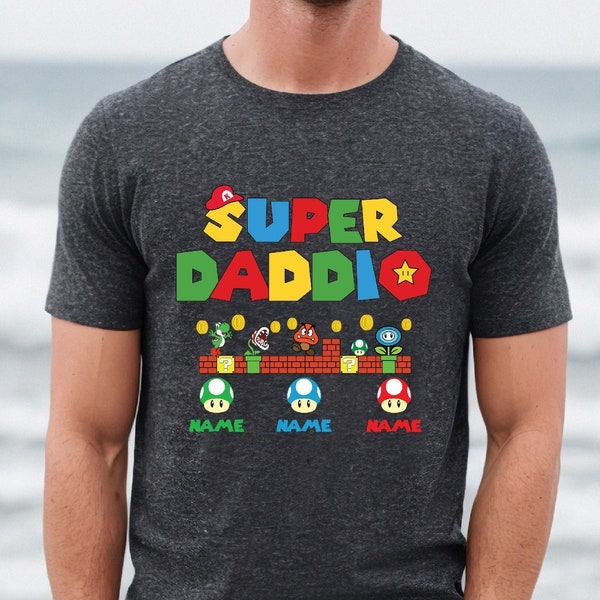 Personalized Super Daddio Shirt, Kids Name Dad Shirt, Gamer Dad Shirt, Father's Day Gift Shirt, Gift for Dad, Super Dad Shirt