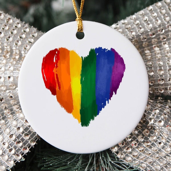 Rainbow Heart Ornament, LGBTQ Pride Ornament, Proud Ally Ornament, Christmas Ornament, Christmas Tree Decoration, Christmas Keepsake