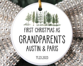 Personalized First Christmas As Grandparents Ornament, Custom Christmas Ornament, Announcement Keepsake, New Grandpa And Grandma Gift