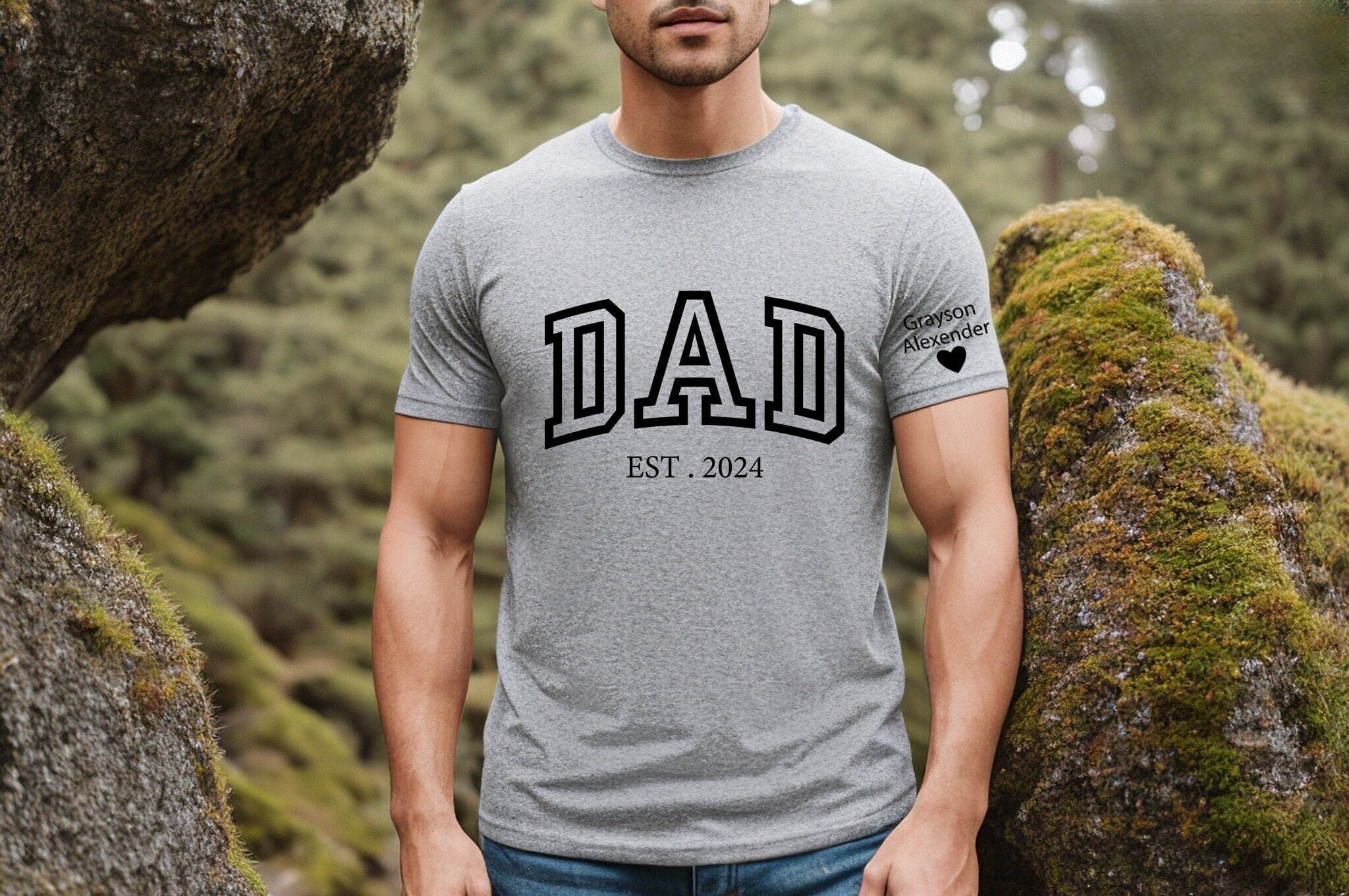 Custom Dad With Kids Name on Sleeve Shirt, Personalized Dad Gift Shirt ...