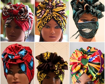 Pre-Tied Headwrap Turban Dashiki Headwrap African Headwrap Chemo Head Scarf One Size