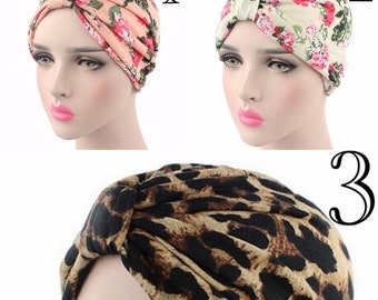Womens Turban Hat, Womens Cancer Turban, Chemo Hat, Turban Head Wrap, Aztec, Floral, Fitted Hat, Muslim Turban, Hair Turban, Hair Cover