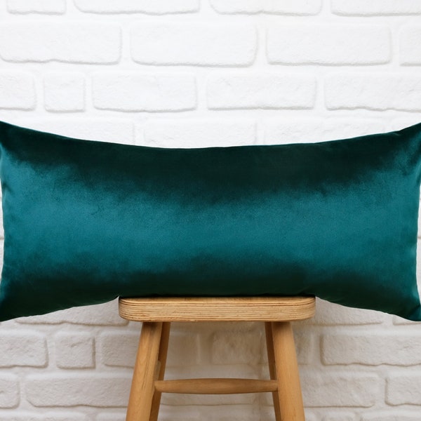 Green Lumbar Pillow Cover, Teal Lumbar Pillow Cover, Dark Green Body Pillow, Custom Body Pillow, Lumbar Pillow 14x36, Extra Long Pillow