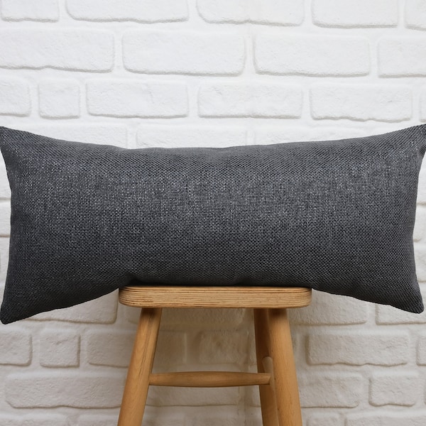 Charcoal Lumbar Pillow Cover, Grey Lumbar Pillow Cover, Grey Oversized Pillow, Headboard Pillow, Custom Lumbar Pillow Cover, Body Pillow