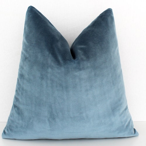 Sky Blue Velvet Throw Pillow Cover Sky Blue Decorative Etsy