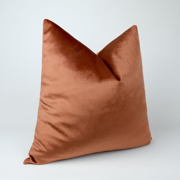 Copper Velvet Pillow Cover, Bronze Pillow Cover, Caramel Pillow Cover, Terracotta Pillow Cover, 18x18 Pillow Case, Pillow Covers 22x22 24x24