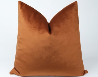 Copper Velvet Pillow Cover, Rust Pillow Cover, Caramel Pillow Cover, Terracotta Pillow Cover, 18x18 Pillow Case, Pillow Covers 22x22 24x24