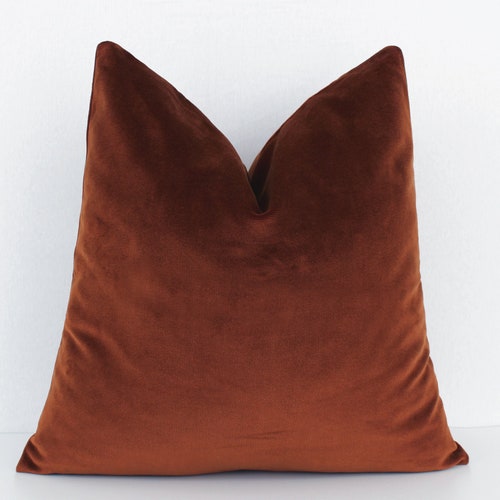 Terracotta Velvet Pillow Rust Velvet Pillow Copper Brown Etsy