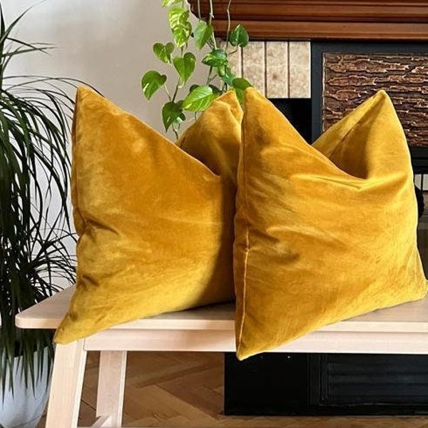 Mustard Velvet Pillow Cover, Yellow Gold Pillow, Yellow Long Pillow, Iridescent Yellow Velvet Pillow Cover, Mustard Boho Lumbar Pillow 20x20