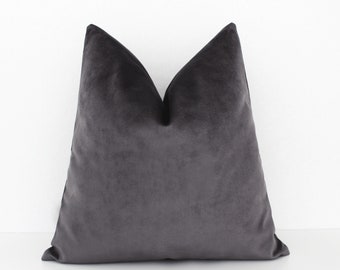 dark gray velvet pillows