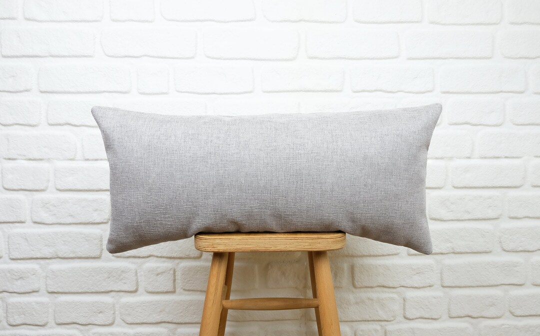 Long Light Grey Lumbar Pillow Cover, Lumbar Pillow Cover, Body Pillow