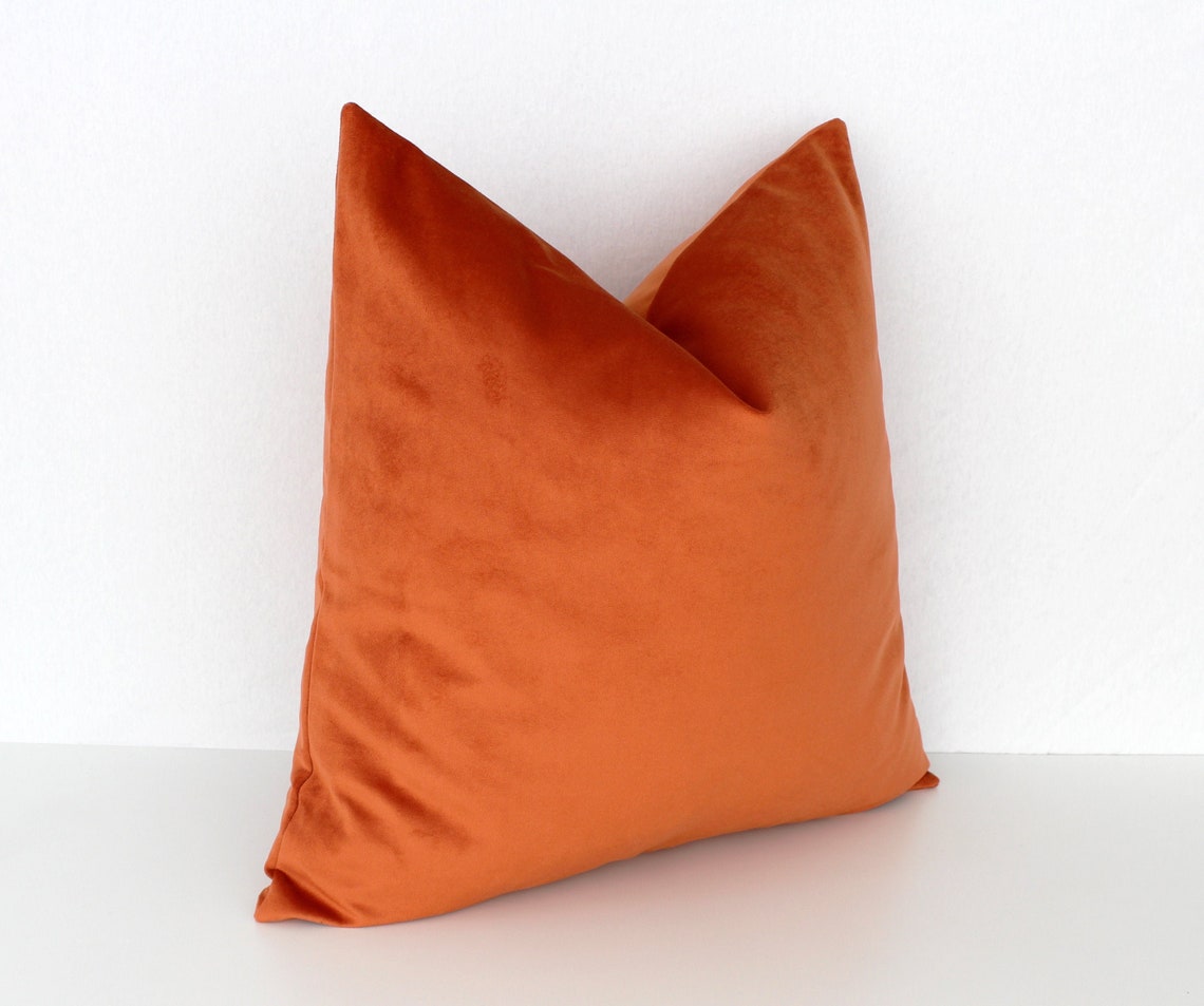Burnt Orange Pillow Cover Tangerine Pillow Rust Throw Etsy