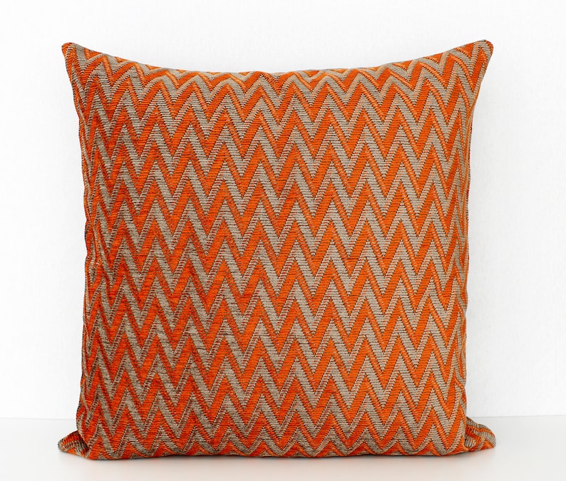 Rust Pillow Cover Rust Throw Pillow Orange Grey Rust Throw Etsy