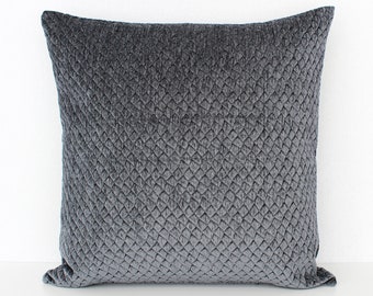 Grey Throw Pillow, Textured Charcoal Gray Pillow Cover, Grey Cushion Case, Dark Grey Pillow, Grey Throw Pillow Cover 26x26 24x24 22x22 20x20