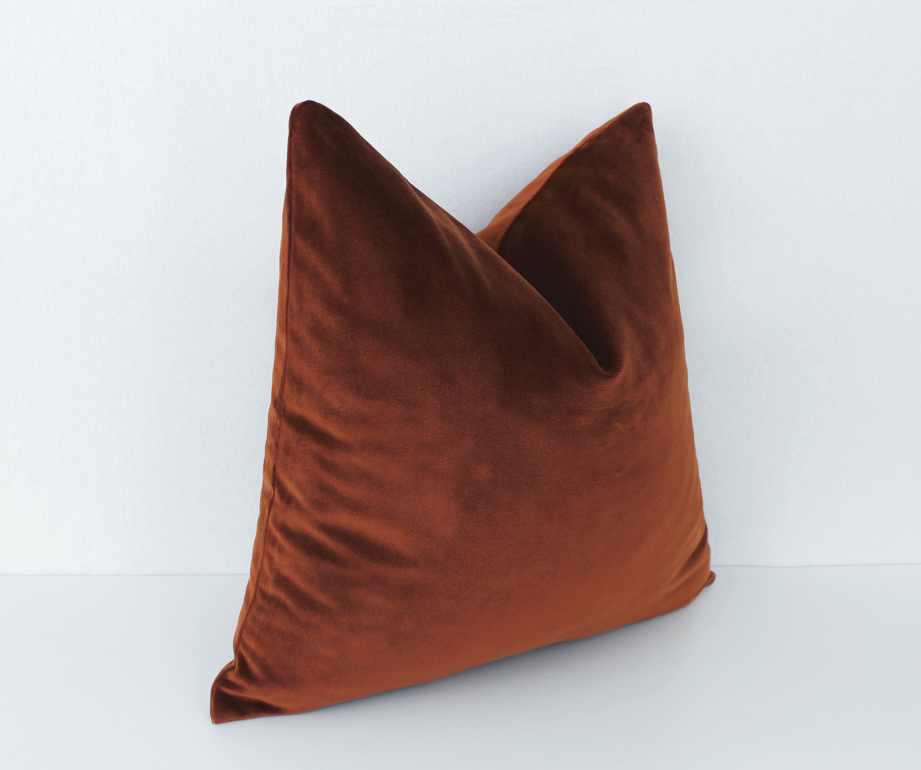 Terracotta Velvet Pillow Rust Velvet Pillow Copper Brown Etsy