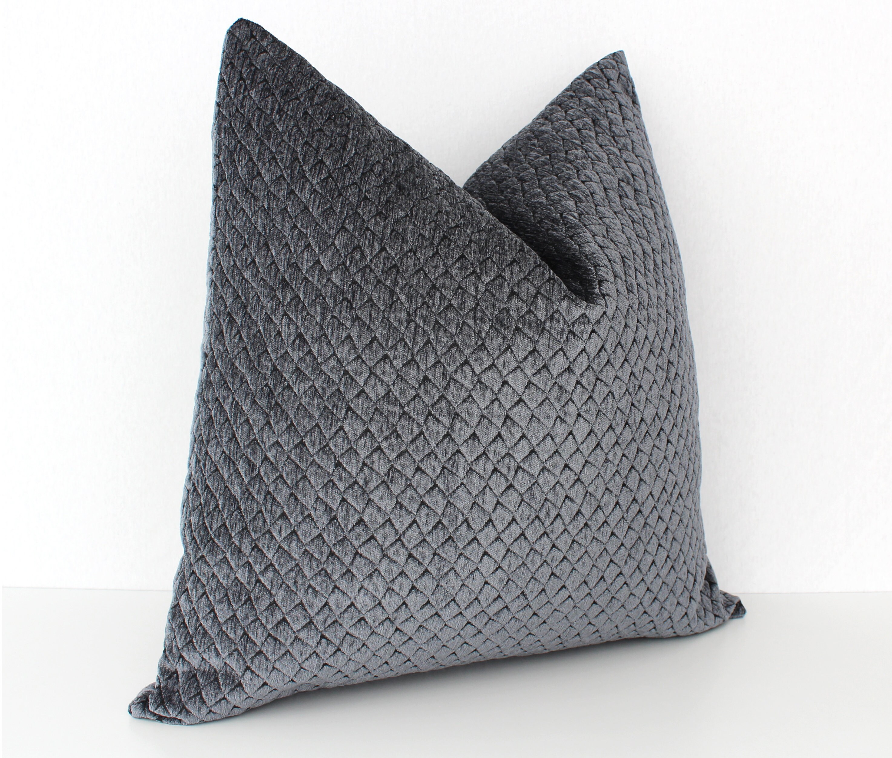 Grey Throw Pillow Textured Charcoal Gray Pillow Cover Grey | Etsy