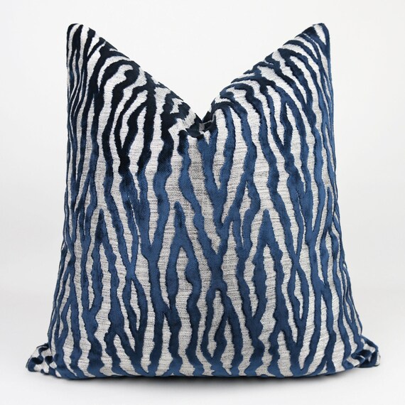 Navy Blue Pillow Cover Navy Grey Throw Pillow Case Velvet