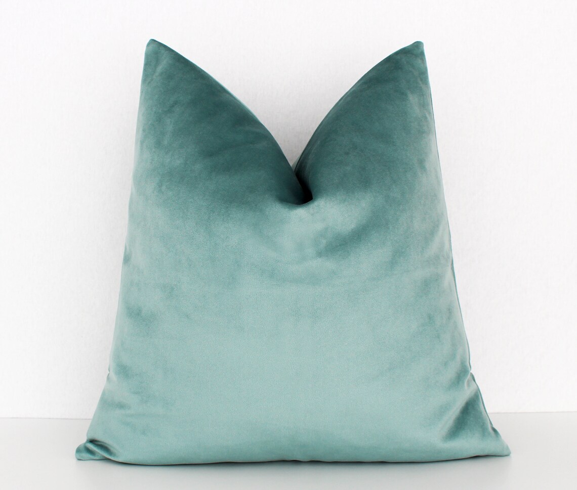 Light Blue Velvet Throw Pillow Cover 14x36 Lumbar Pillow Etsy