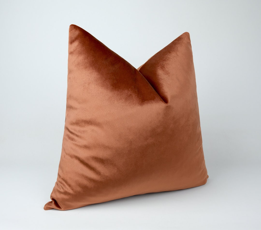 Copper Velvet Pillow Cover, Bronze Pillow Cover, Caramel Pillow Cover