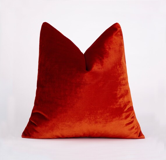 Iridescent Orange Velvet Pillow Cover Velvet Pillow Orange Etsy