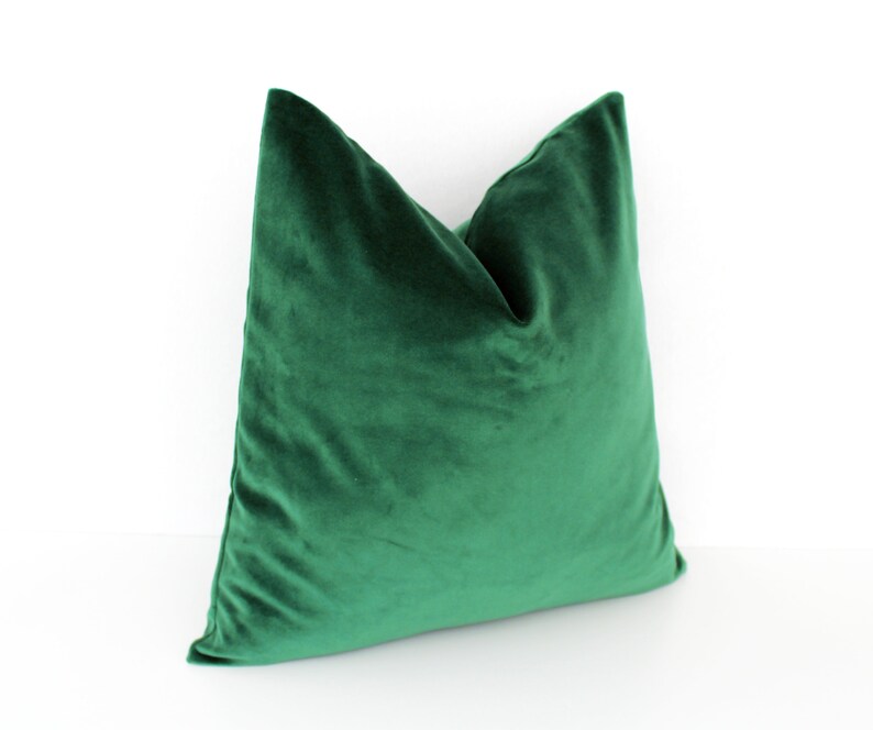 Emerald Velvet Throw Pillow Cover Emerald Green Cushion Dark Etsy